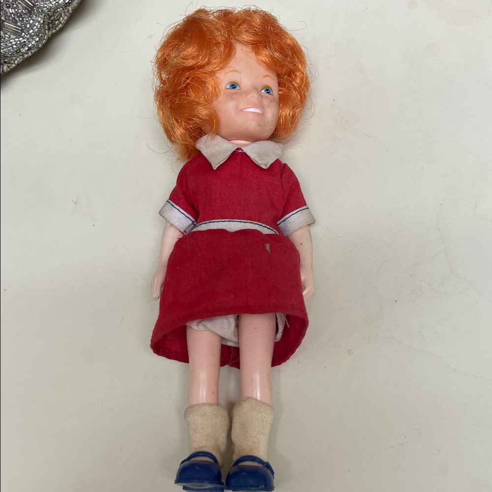 Vintage Red-Head Annie Doll in Red Dress - Kids Toy
